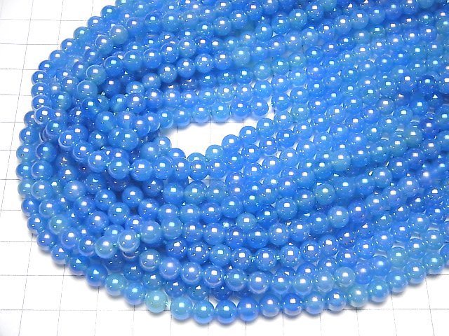 Flash, blauer Chalcedon Rund 6mm 1 Strang Perlen (ca. 15 Zoll / 37 cm)