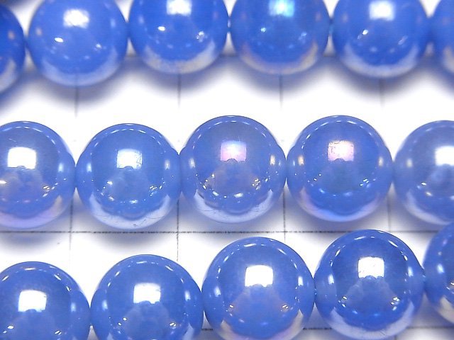 Flash, blauer Chalcedon Rund 10mm halbe oder 1 Strang Perlen (ca. 15 Zoll / 37 cm)