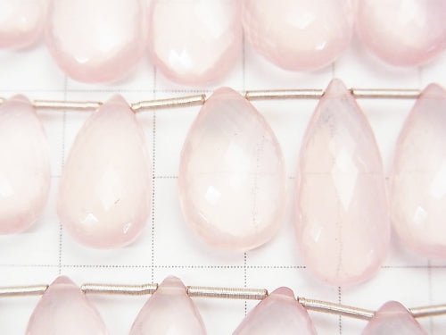 MicroCut! High Quality Rose Quartz AAA+ Pear shape Faceted Briolette 1strand beads (aprx.4inch/9cm)