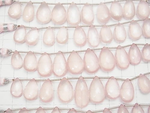 MicroCut! High Quality Rose Quartz AAA+ Pear shape Faceted Briolette 1strand beads (aprx.4inch/9cm)