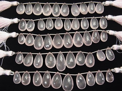 MicroCut! High Quality Rose Quartz AAA+ Pear shape Faceted Briolette 1strand beads (aprx.4inch/9cm)