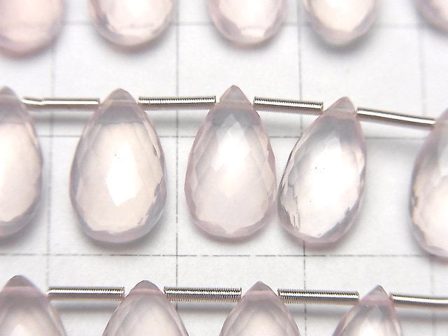 MicroCut High Quality Rose Quartz AAA Pear shape Faceted Briolette 1strand (8pcs )