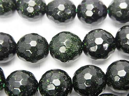 Grüner Goldstein 128 Facettierte Runde 12 mm halb oder 1 Strang Perlen (ca. 15 Zoll / 36 cm)