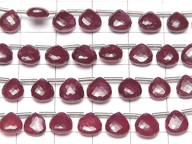 MicroCut Longido (Tansania) Hochwertiger Rubin AAA Kastanienfarben facettierte Briolette halbe oder 1 Strang (8 Stück)