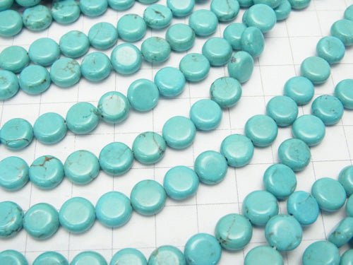 1strand $4.79! Magnesite Turquoise Coin 8x8x3mm 1strand beads (aprx.15inch/37cm)