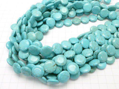 1strand $6.79! Magnesite Turquoise Coin 14x14x4mm 1strand beads (aprx.15inch/36cm)