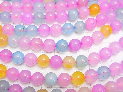 1strand $9.79! Multi Color Chalcedony Round 10mm 1strand beads (aprx.15inch / 37cm)