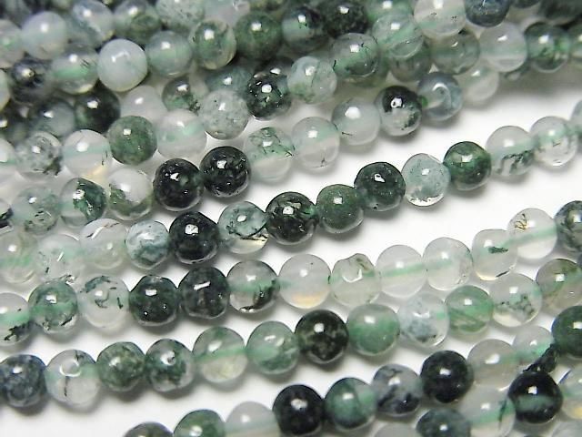 Moss-Achat Rund 3mm 1Strang Perlen (ca. 15 Zoll / 37 cm)