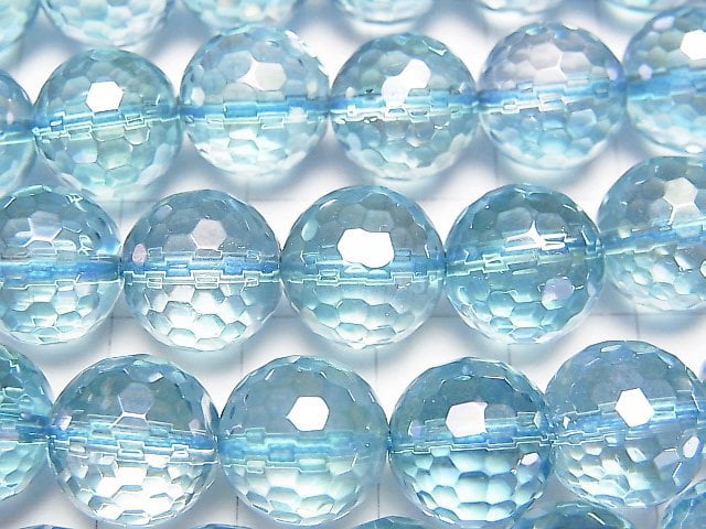Aqua Aura Kristallquarz 128 Facettiert Rund 12mm 1/4 oder 1Strang Perlen (ca. 15 Zoll / 38 cm)
