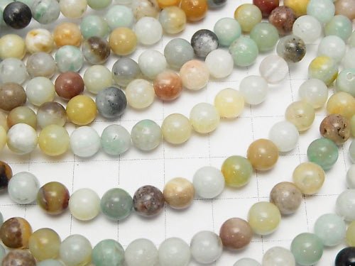 Mix Amazonit Rund 6mm 1Strang Perlen (ca. 15 Zoll / 37 cm)