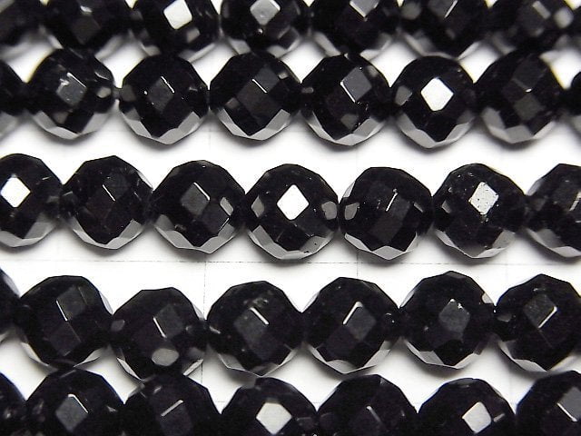 Schwarzer Turmalin AAA 64Facettiert Rund 6mm halbe oder 1Strang Perlen (ca. 15 Zoll / 38 cm)