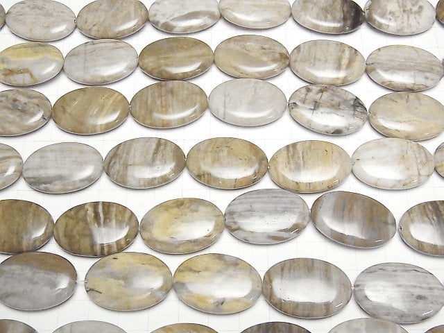 Silberblatt-Jaspis Oval 30x20mm halb oder 1Strang Perlen (ca. 13 Zoll/32 cm)