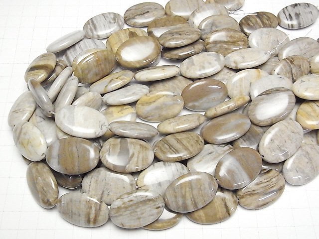 Silberblatt-Jaspis Oval 30x20mm halb oder 1Strang Perlen (ca. 13 Zoll/32 cm)