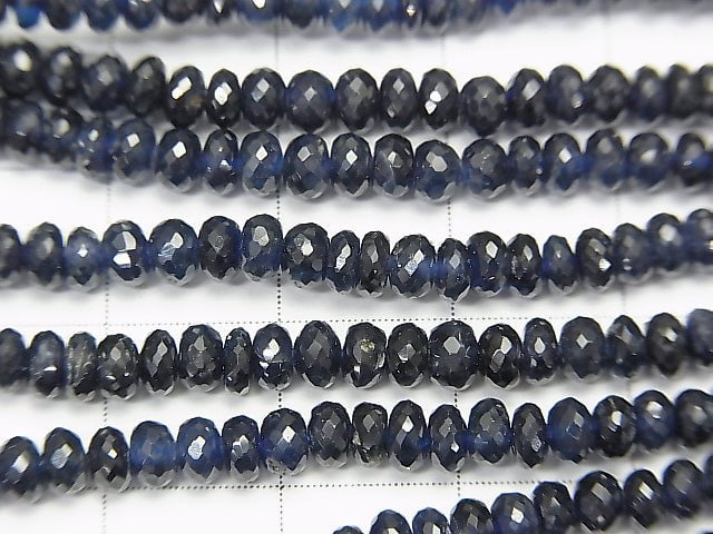 MicroCut! Hochwertiger Saphir AAA++ Facettierte Knopf-Rondelle 1/4 oder 1 Strang Perlen (ca. 16 Zoll / 40 cm)
