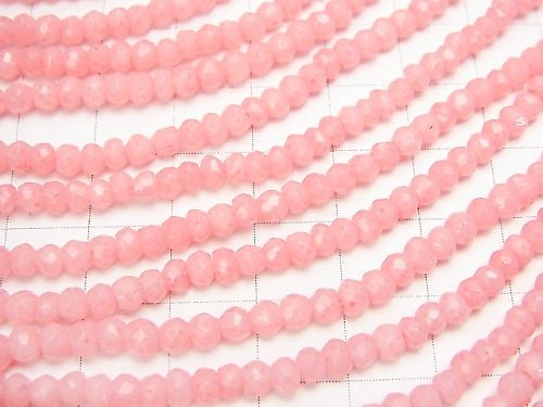1strand $11.79! Pastel Pink Color Agate Faceted Button Rondelle 1strand beads (aprx.13inch / 33cm)