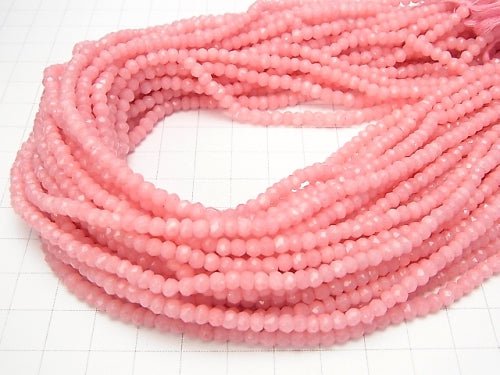 1strand $11.79! Pastel Pink Color Agate Faceted Button Rondelle 1strand beads (aprx.13inch / 33cm)