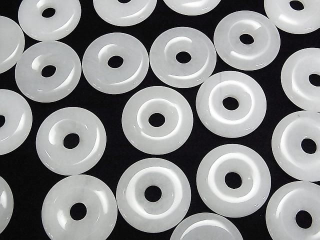 Weißer Jade Münze (Donut) 30x30mm 2 Stk