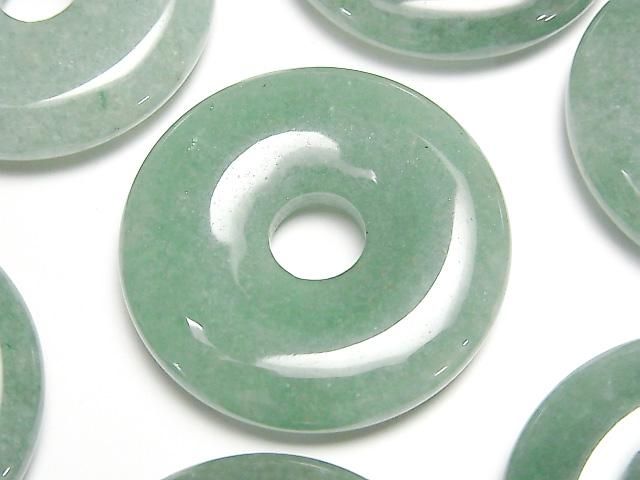 Grüner Aventurin Münze (Donut) 30x30mm 2 Stk