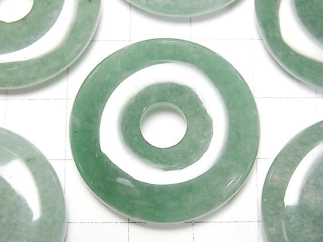 Grüner Aventurin Münze (Donut) 30x30mm 2 Stk