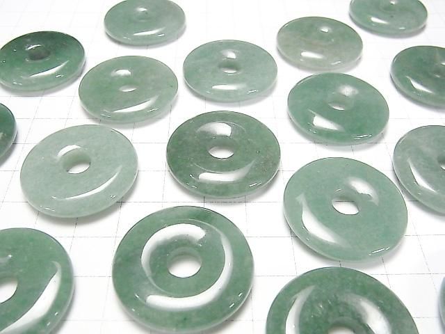 Grüner Aventurin Münze (Donut) 30x30mm 2 Stk