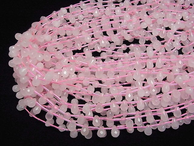 Rosenquarz AA+ Facettierte Tropfen 9x6x6mm halb oder 1 Strang Perlen (ca. 15 Zoll / 38 cm)