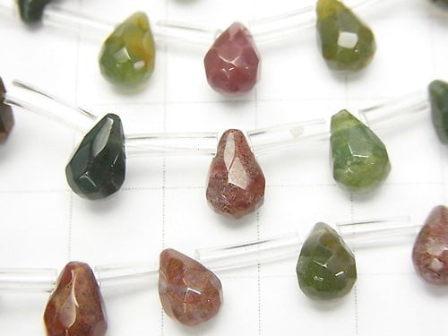1strand $9.79! Indian agate Faceted Drop 9 x 6 x 6 mm 1 strand beads (aprx.15 inch / 38 cm)