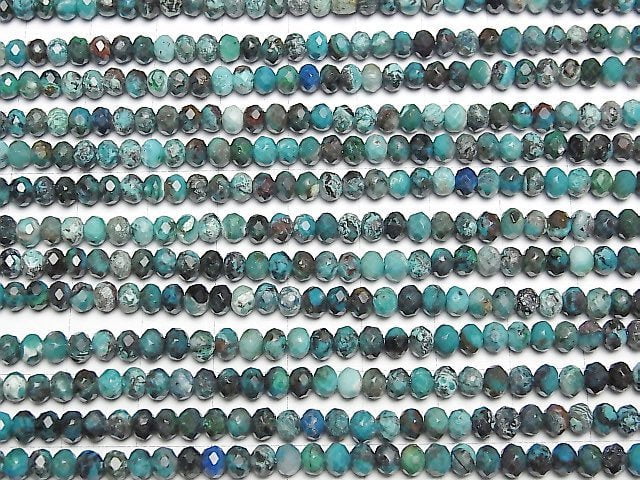 Hochwertig! Peru Chrysokoll AA++ facettierte Knopf-Rondelle 4x4x3mm 1 Strang Perlen (ca. 15 Zoll/37 cm)