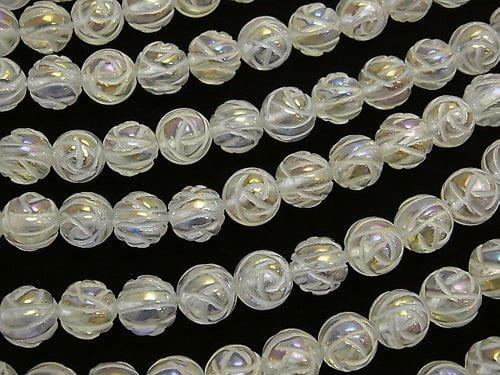 Aqua Crystal Round Rose Cut 10mm half or 1strand beads (aprx.15inch/36cm)