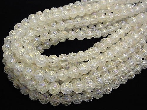 Aqua Crystal Round Rose Cut 10mm half or 1strand beads (aprx.15inch/36cm)