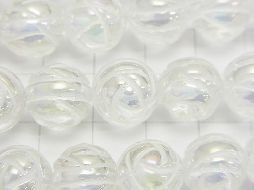 Aqua Crystal Round Rose Cut 12mm half or 1strand beads (aprx.15inch/37cm)