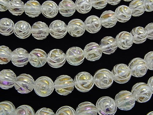 Aqua Crystal Round Rose Cut 12mm half or 1strand beads (aprx.15inch/37cm)