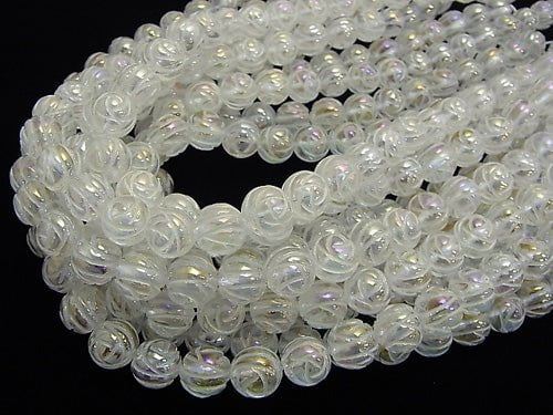 Aqua Crystal Round Rose Cut 12mm half or 1strand beads (aprx.15inch/37cm)