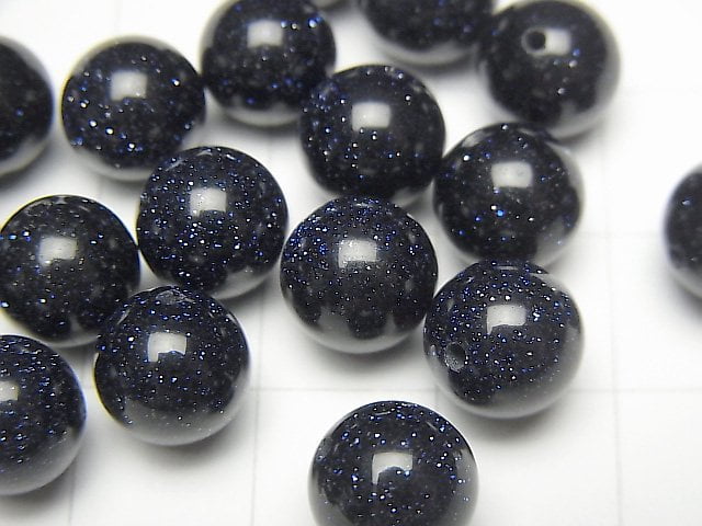 Blauer Goldener Sandstein halb durchbohrtes Loch Runde 6 mm, 8 mm, 10 mm 10 Stück