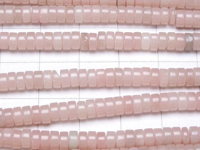 粉紅皂石 AAA- 扁圓 (Heishi) 4x4mm 1串珠子 (約15英吋/38公分)