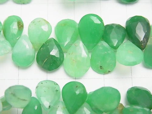 Chrysoprase AA++-AA+ Pear shape Faceted Briolette half or 1strand beads (aprx.7inch/18cm)