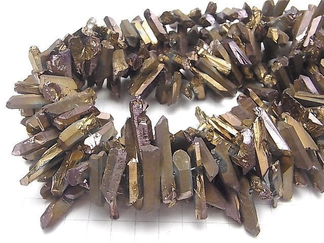 Kristall Natürlicher Punkt Schnitt Bronze Bordeaux 1 Strang Perlen (ca. 15 Zoll / 37 cm)