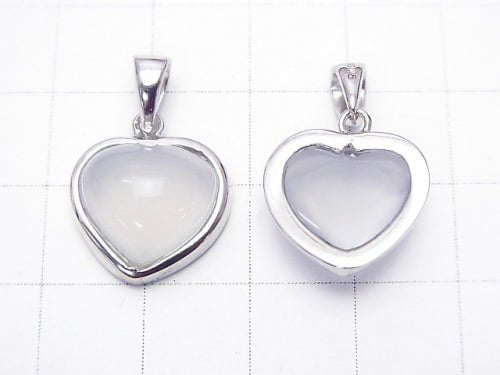 Naturfarbener blauer Chalcedon AAA Herzanhänger 14 x 14 x 7 mm Silber 925
