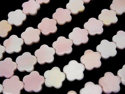 Queen Conch Shell AAA - Flower motif 14 x 14 x 3 mm half or 1 strand beads (aprx.15 inch / 38 cm)