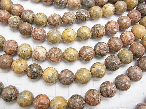 Leopardhaut-Jaspis Rund 12mm halb oder 1Strang Perlen (ca. 15 Zoll / 38 cm)