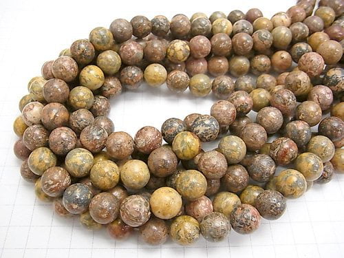 Leopardhaut-Jaspis Rund 12mm halb oder 1Strang Perlen (ca. 15 Zoll / 38 cm)