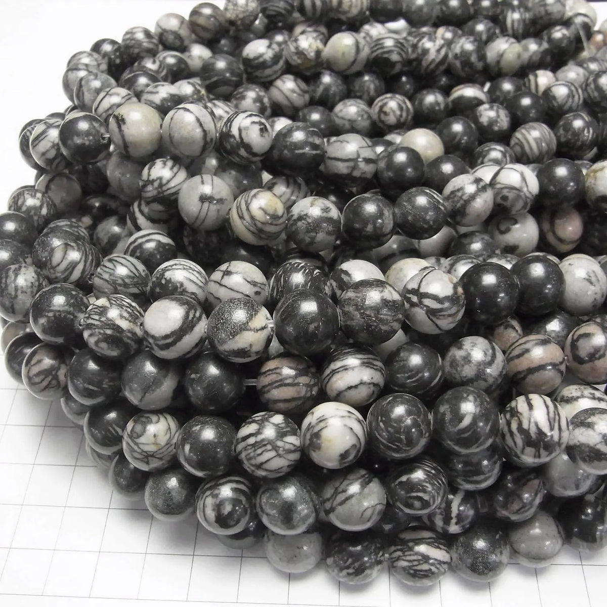 1Strang 6,79 $! Zebra-Jaspis Rund 12mm 1Strang Perlen (ca. 15 Zoll / 36 cm)