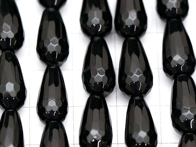 Onyx Vertical Hole Faceted Drop 16x8x8mm half or 1strand beads (aprx.15inch/36cm)