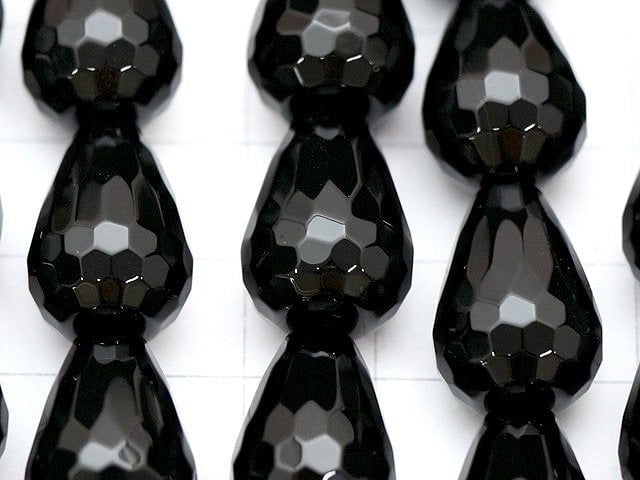 Onyx Vertical Hole Faceted Drop 18x13x13mm half or 1strand beads (aprx.15inch/36cm)