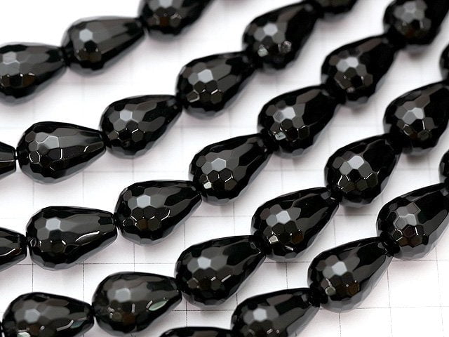 Onyx Vertical Hole Faceted Drop 18x13x13mm half or 1strand beads (aprx.15inch/36cm)