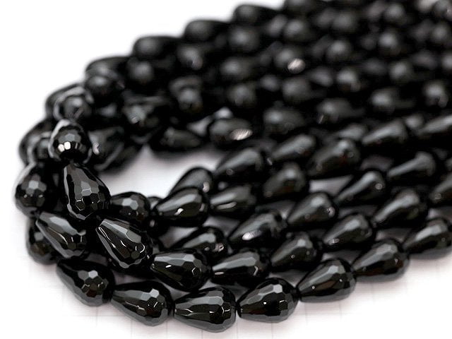 Onyx Vertical Hole Faceted Drop 18x13x13mm half or 1strand beads (aprx.15inch/36cm)