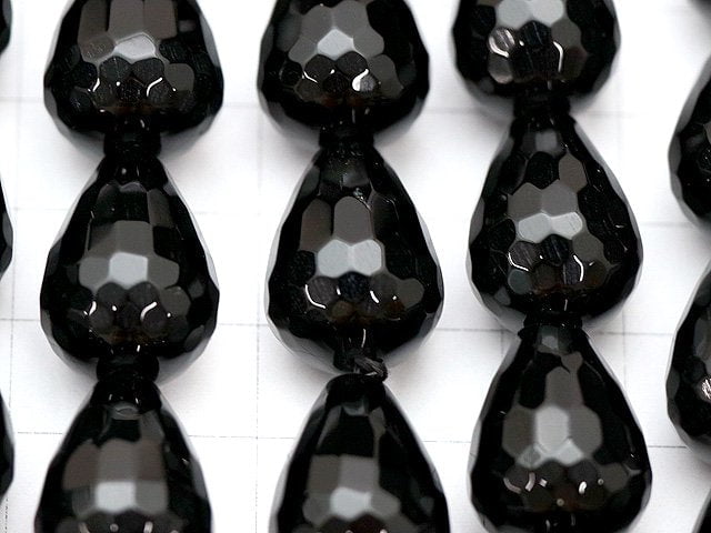 Onyx Vertical Hole Faceted Drop 20x15x15 1/4 or 1strand beads (aprx.15inch/36cm)