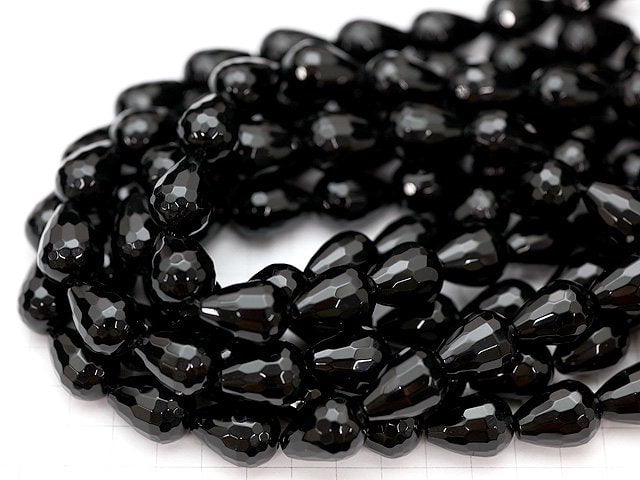 Onyx Vertical Hole Faceted Drop 20x15x15 1/4 or 1strand beads (aprx.15inch/36cm)