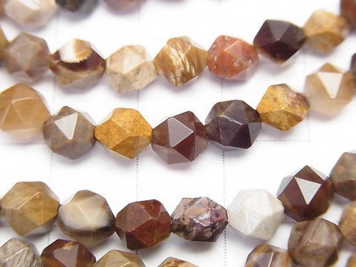 1strand $11.79! Petrified Wood Opalite 24Faceted Round 6mm 1strand beads (aprx.15inch/37cm)