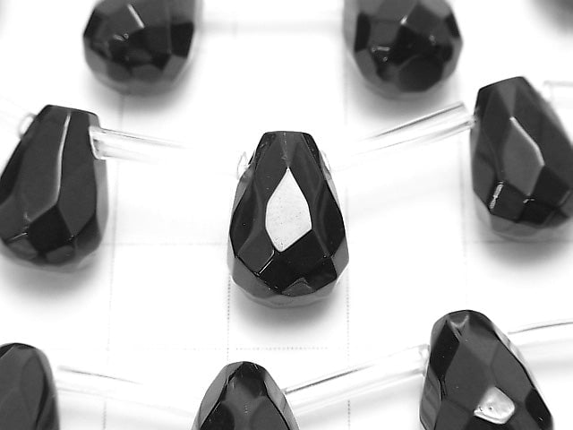 Onyx Drop Faceted Briolette 13x10x10mm half or 1strand beads (aprx.19inch/46cm)
