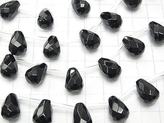 Onyx Drop Faceted Briolette 13x10x10mm half or 1strand beads (aprx.19inch/46cm)